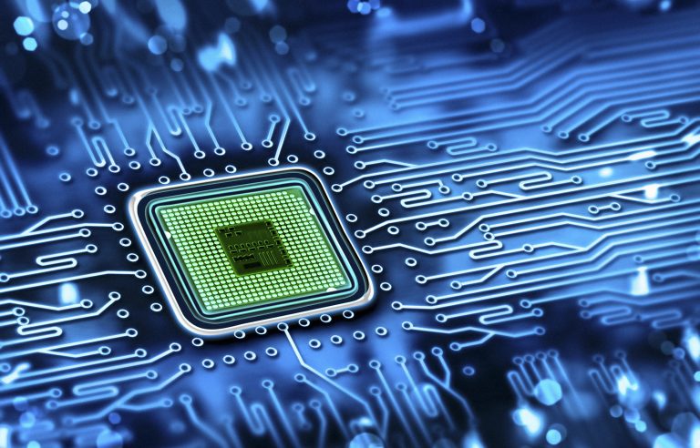 Microchip integrated on a motherboard.