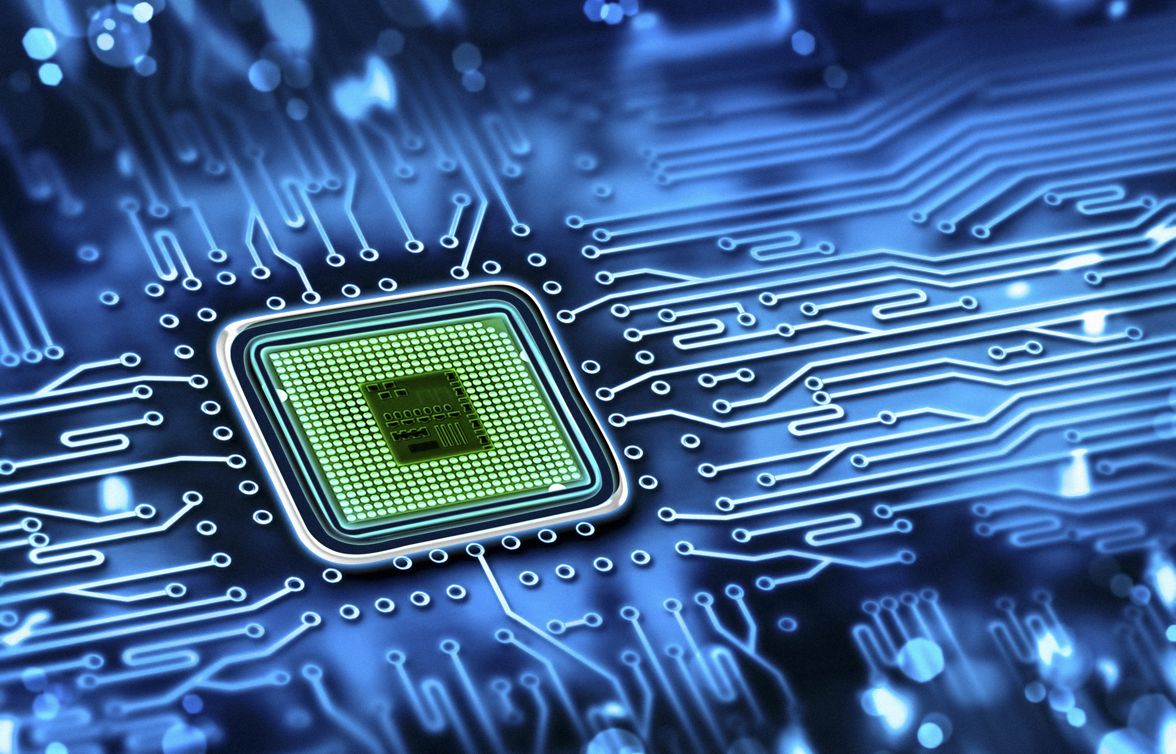 Microchip integrated on a motherboard.